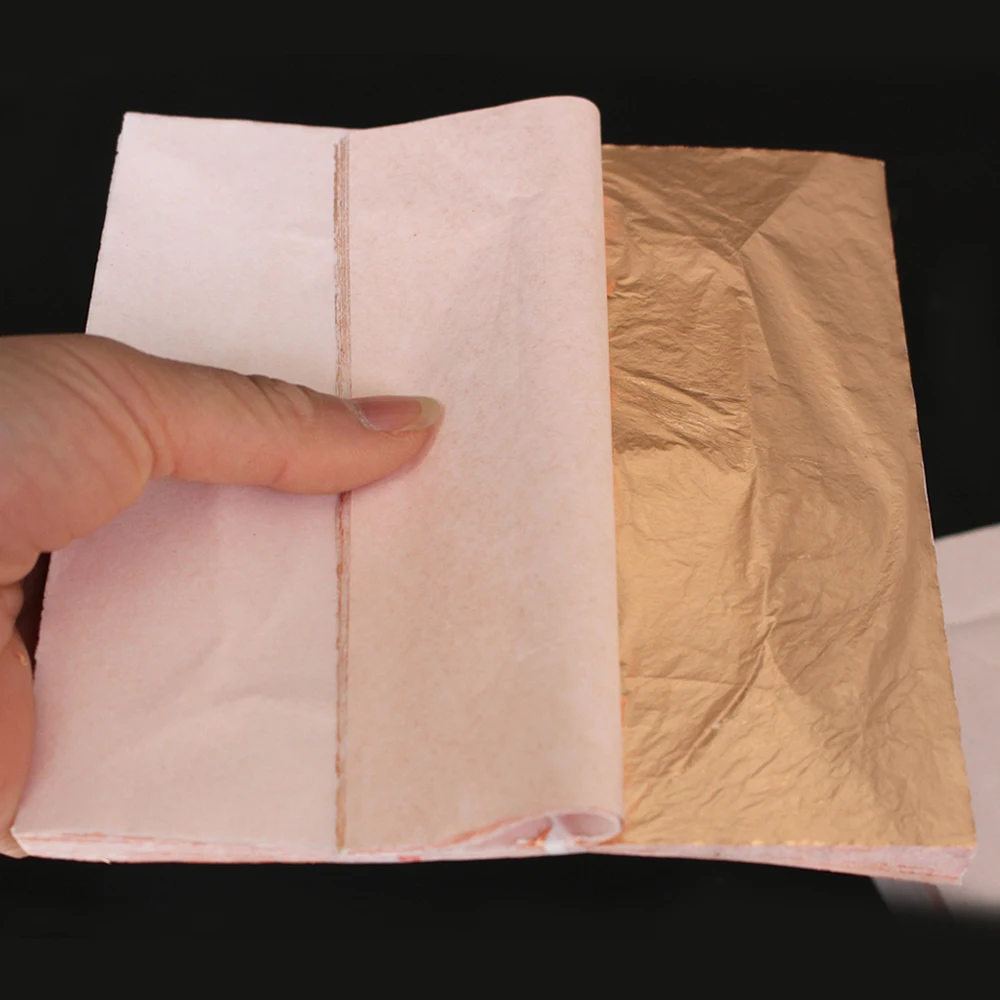 Имитация золотого листа 100% чистая медная фольга #0 1000 листов 14х14 см для