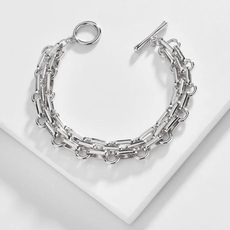 

Popular Fashion Chunky Chain Link Bracelet 2022 Trendy Thick Statement Cuff Bracelets for Women
