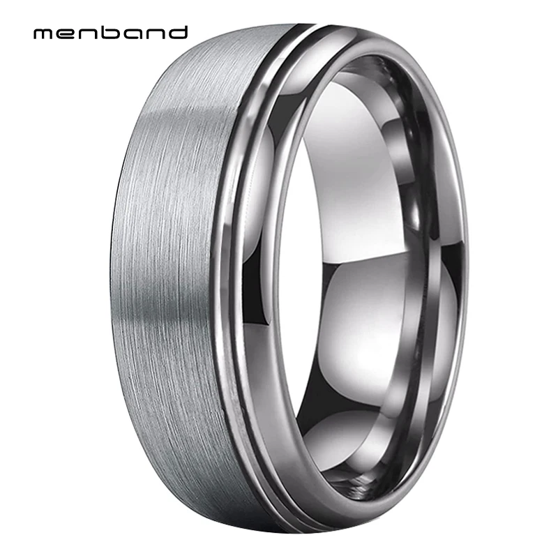 Мужское и женское кольцо из карбида вольфрама с матовой полированной отделкой 6
