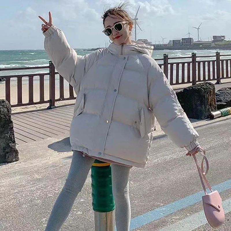 WYWMY Short Parka Women Winter Jacket Thick Hooded Cotton Padded Coats Female Korean Loose Puffer Parkas Ladies Oversize Outwear