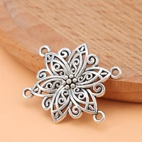 20pcslot silver color flower filigree connectors charms pendants for necklace jewelry making accessories