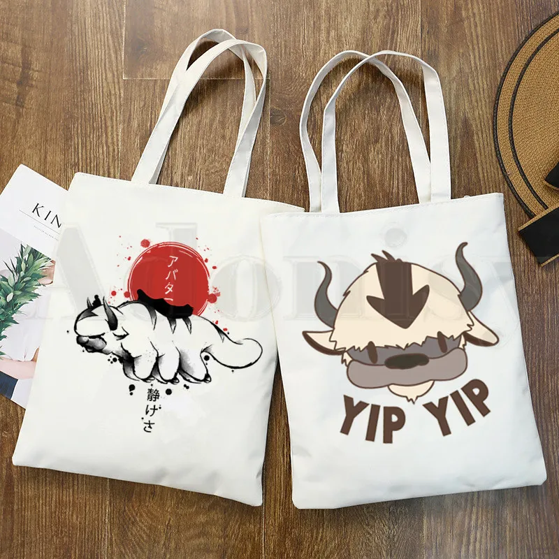 

Avatar The Last Airbender Aang Appa Anime Badass New Art Canvas Bag Totes Simple Print Shopping Bags Girls Life Casual Pacakge