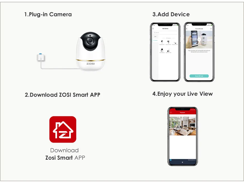 ZOSI 1080P HD Wifi беспроводная домашняя ip-камера безопасности 2.0MP ИК-Сеть CCTV камера видеонаблюдения с двусторонним аудио Радионяня
