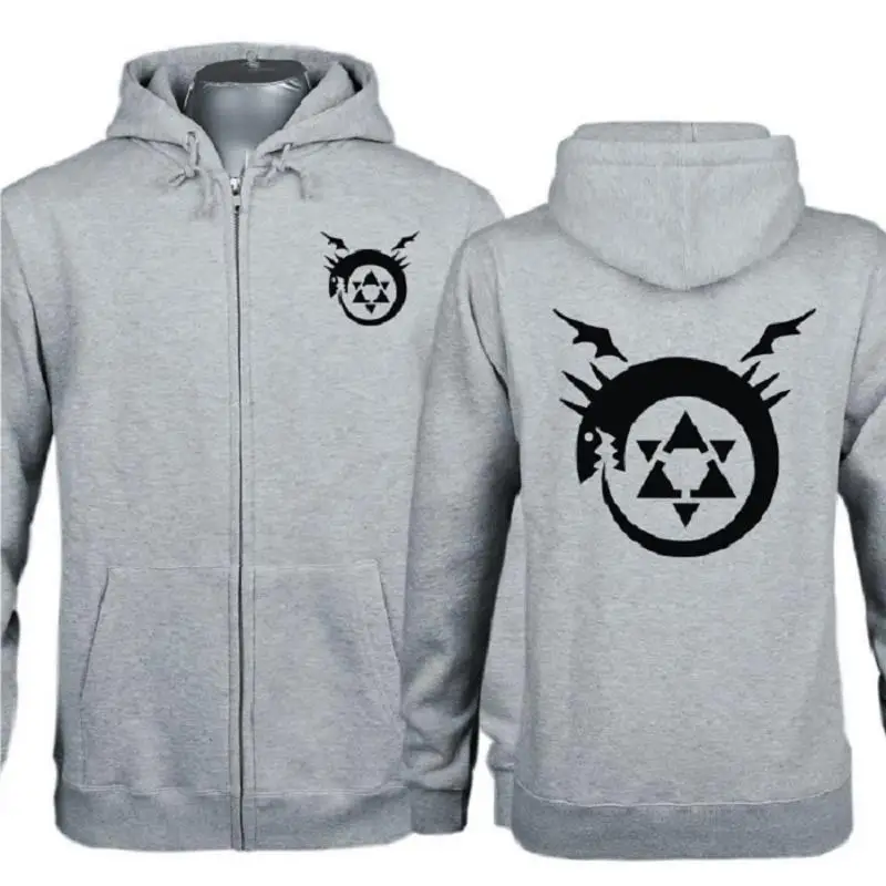 

High-Q Unisex Fullmetal Alchemist Zipper Hooded Hoodie Cardigan Sweatshirts Top Jacket Coat
