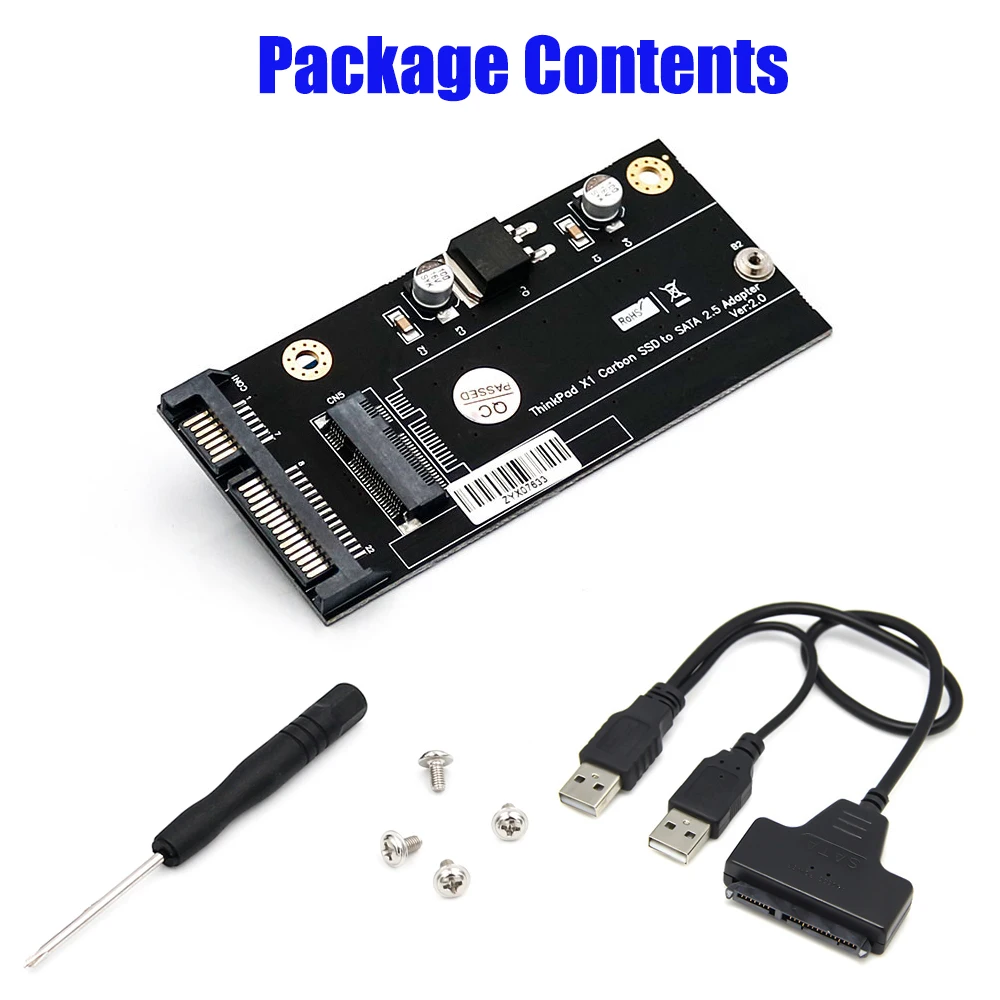 Адаптер 20 + 6 Pin SSD-SATA 2 5 ''или USB-адаптер с кабелем USB 0 для Thinkpad Lenovo X1 Carbon |