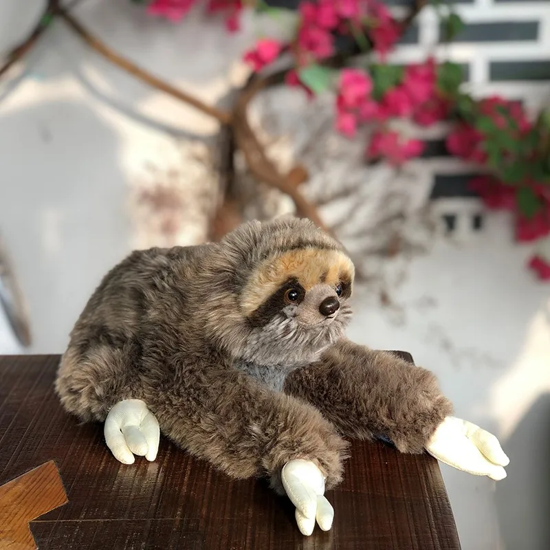Stuffed Toy Three Toed Cuddly Lying Animals Lifelike Soft Plush Sloth Critters Real Life toy children kids gift |