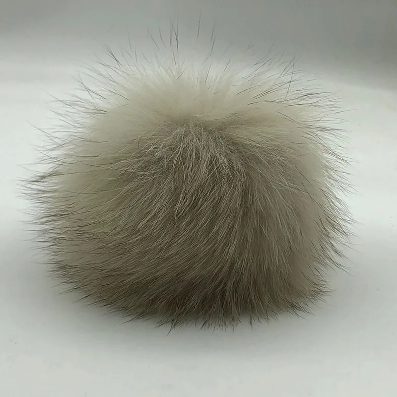 15 см натуральный животный Hairball Hat помпон ручной работы DIY действительно енот большой волос шар шляпа помпон с пряжкой