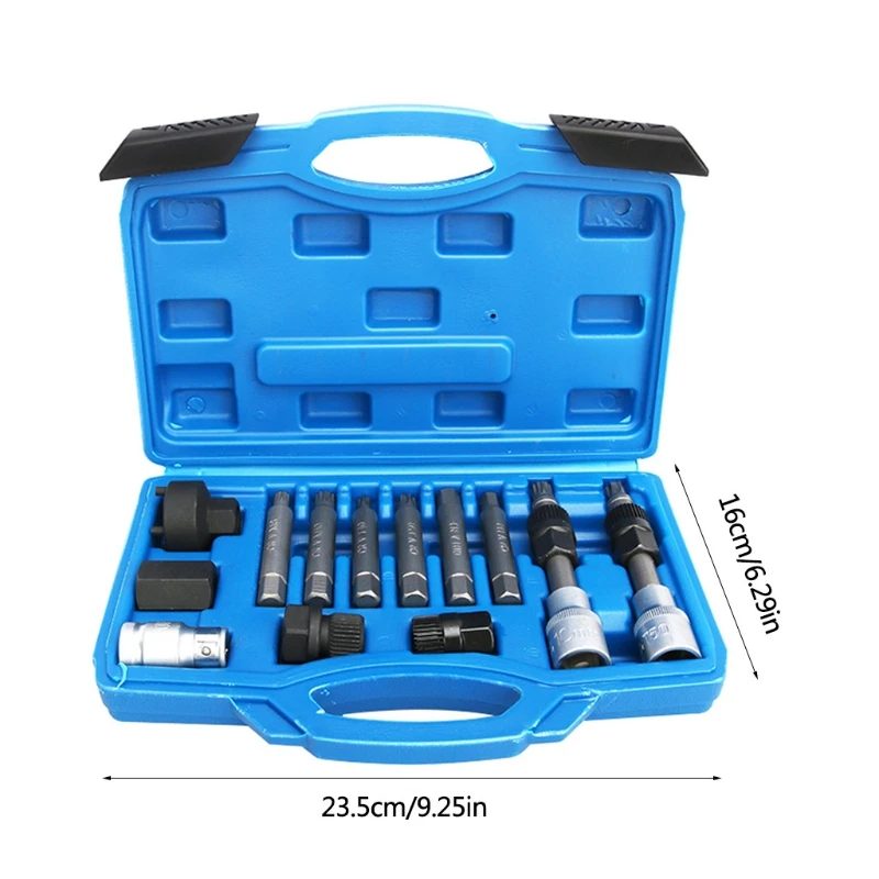 

2021 New Alternator Pulley Service Decoupler 13-Piece Insert Bit Socket Set Vehicle Pulley Removal Decoupling Puller Tool Kit