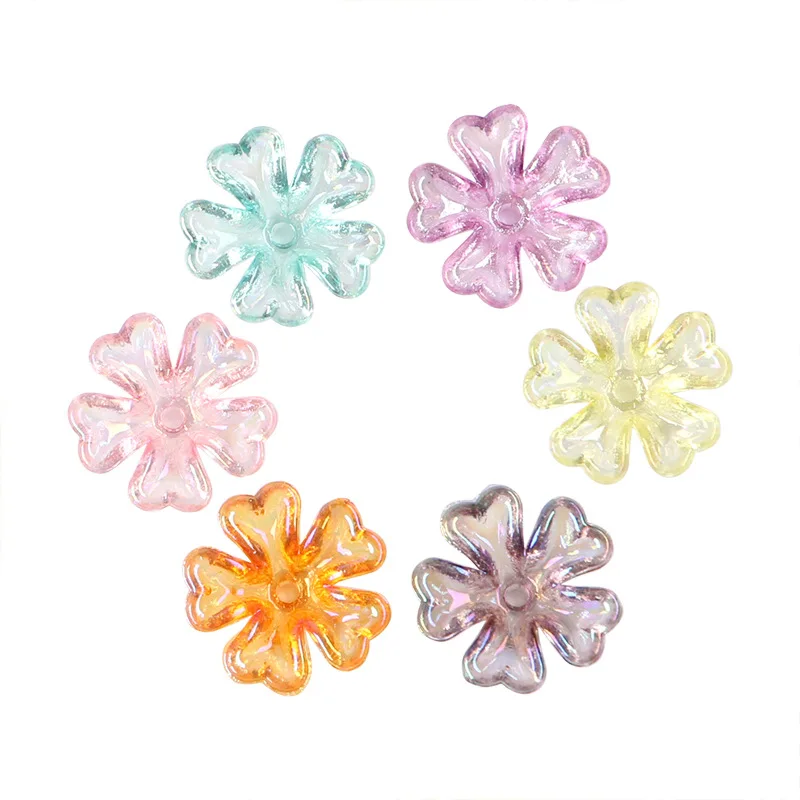 Разноцветные акриловые бусины с цветами цветные разделители ярких цветов для