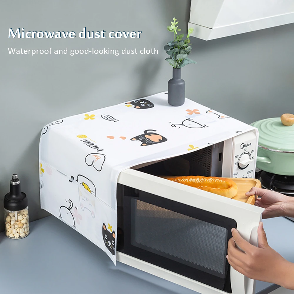

New Minimalist Microwave Oven Dust Cover Oven Cover Towel Dust-proof Cloth Peva Microwave Oven Cover Oil-proof Dust-proof Cover