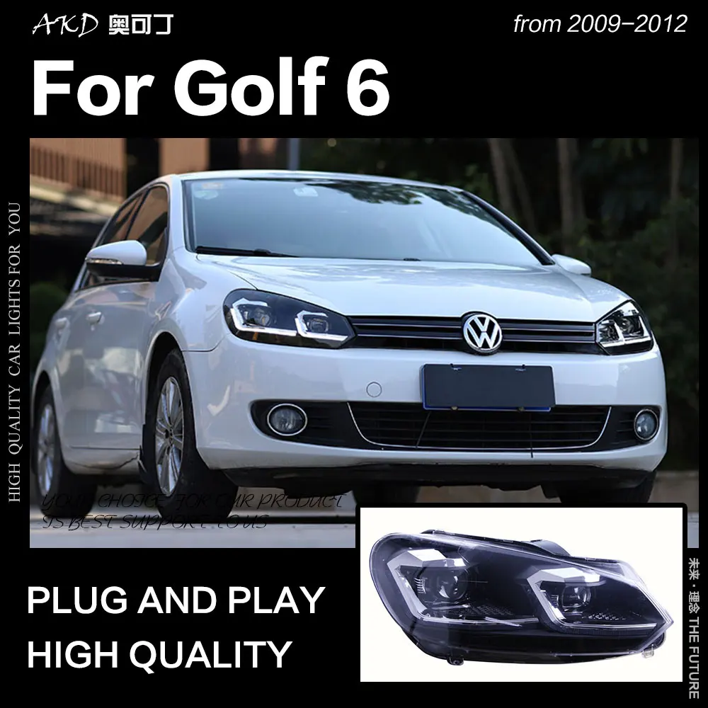 АКД Автомобиль Стайлинг фара для VW Golf 6 фары 2009-2012 Гольф 6 светодиодный фары Дневные ходовые огни лампы Hid Биксеноновые авто аксессуары