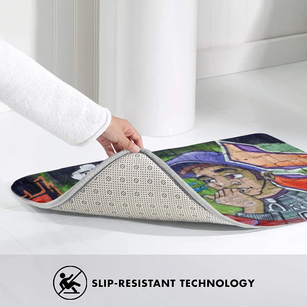 

Character Mural Flannel Doormat Welcome Doormat Entrance Carpet Anti-Slip Nordic Style Colorful Door Floor Room Dustproof Mats