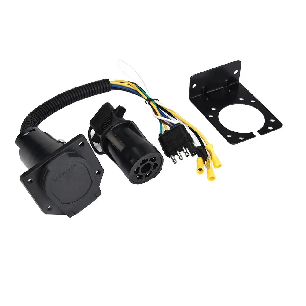 for Trailer Caravan 12V 4Pin to 7Pin Socket Adapter Plug Converter Connector Bracket accesorios automovil New | Автомобили и