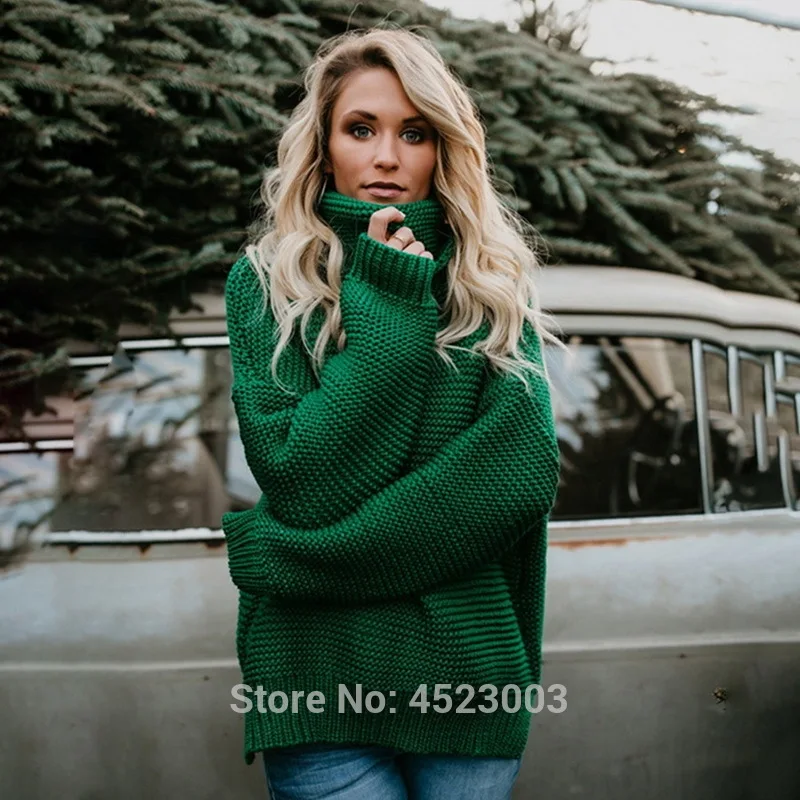 Women Turtleneck Knit Sweater Coat Winter Warm Solid Color High Collar Pullover Sweaters | Женская одежда