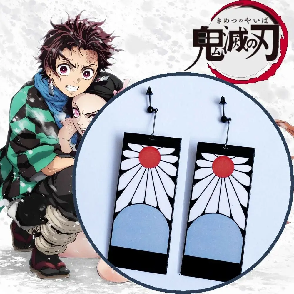 Аниме серьги в виде цветов стержня уха Kimetsu без Yaiba камадо Tanjirou лезвие демона