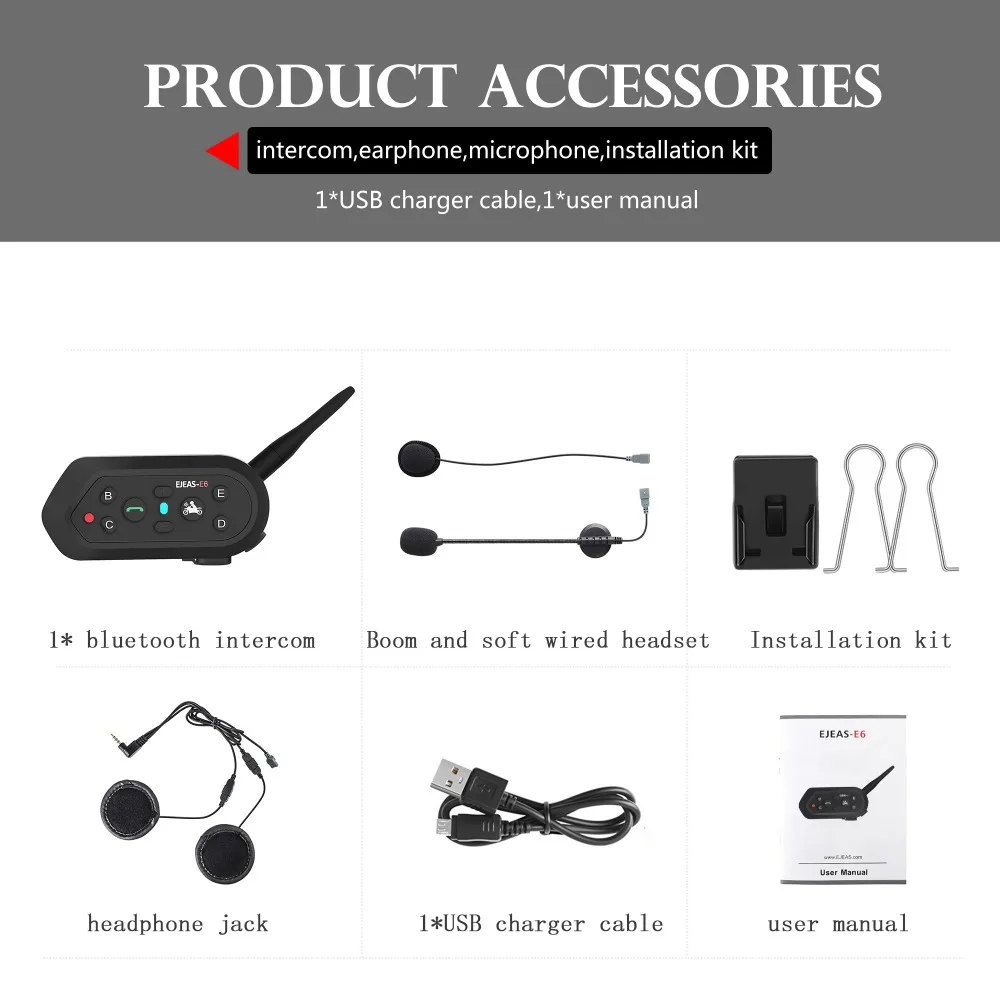 1200 м EJEAS E6 мотоциклетная коммуникационная система Vox Bluetooth мотоциклетная домофон мотоциклетная гарнитура мотоциклетный шлем Bluetooth