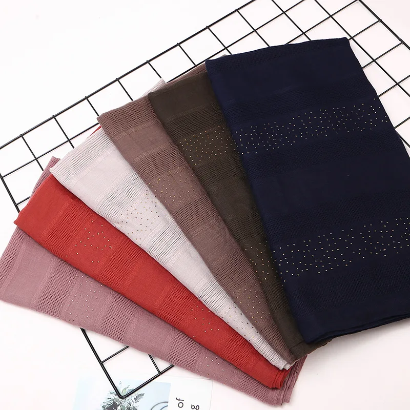 

90*180cm Cotton and Linen Muslim Women Crinkled Hijab Solid Islamic Headscarf Instant Shawl Foulard Arab Wrap Scarves