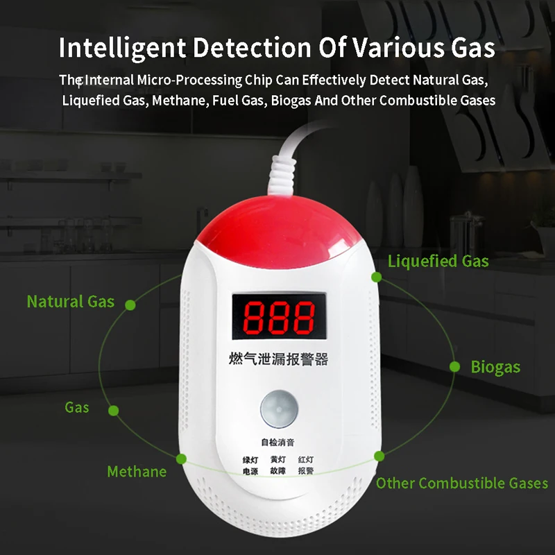 Household Digital Display Gas Alarm Wifi Smart Kitchen Leak Detector 1 Pc | Безопасность и защита