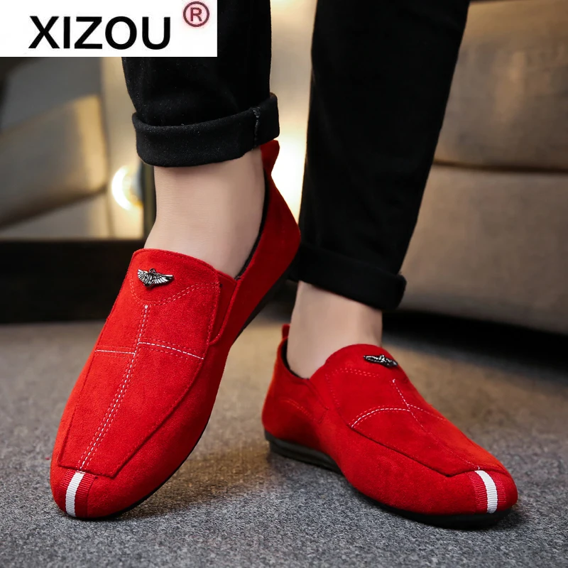 

Masculino sapatos casuais 2021 moda deslizamento-em mocassins conducao sapatos macio e confortavel preto cinza vermelho mocassi