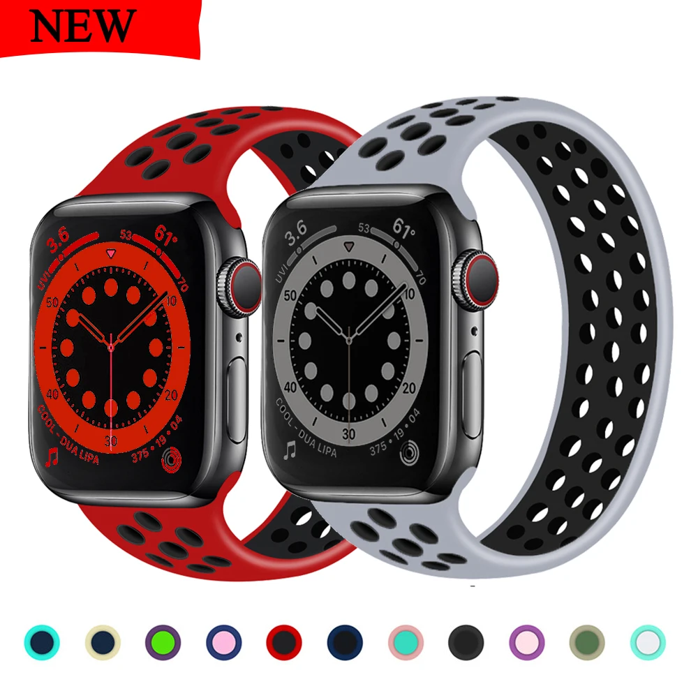 Ремешок Solo Loop для Apple Watch Band 44 мм 40 38 42 Воздухопроницаемый Силиконовый эластичный