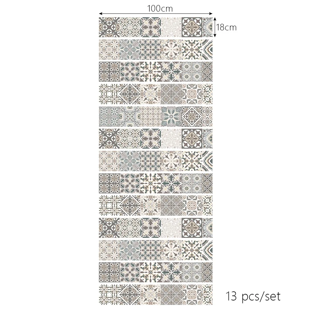

13 pieces of Nordic style gray tile staircase decoration wall stickers self-adhesive removable PVC mural