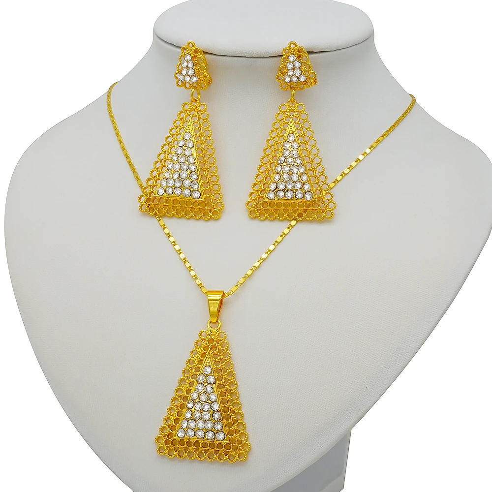 Ювелирные наборы стразы из розового золота по оптовой цене свадебное ожерелье