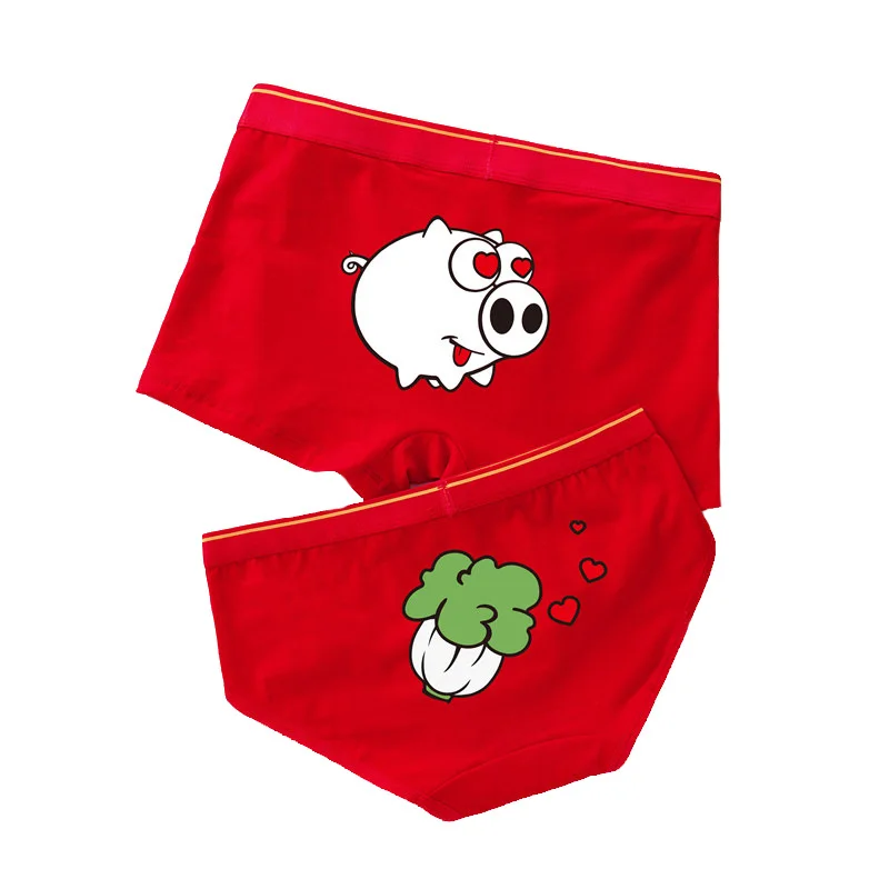 Новинка 2019 красное хлопковое нижнее белье для пар мягкие удобные трусики