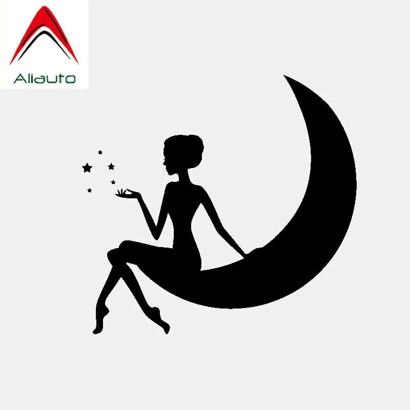 Красивая виниловая наклейка Aliauto для автомобиля девочка на луне и аксессуары в