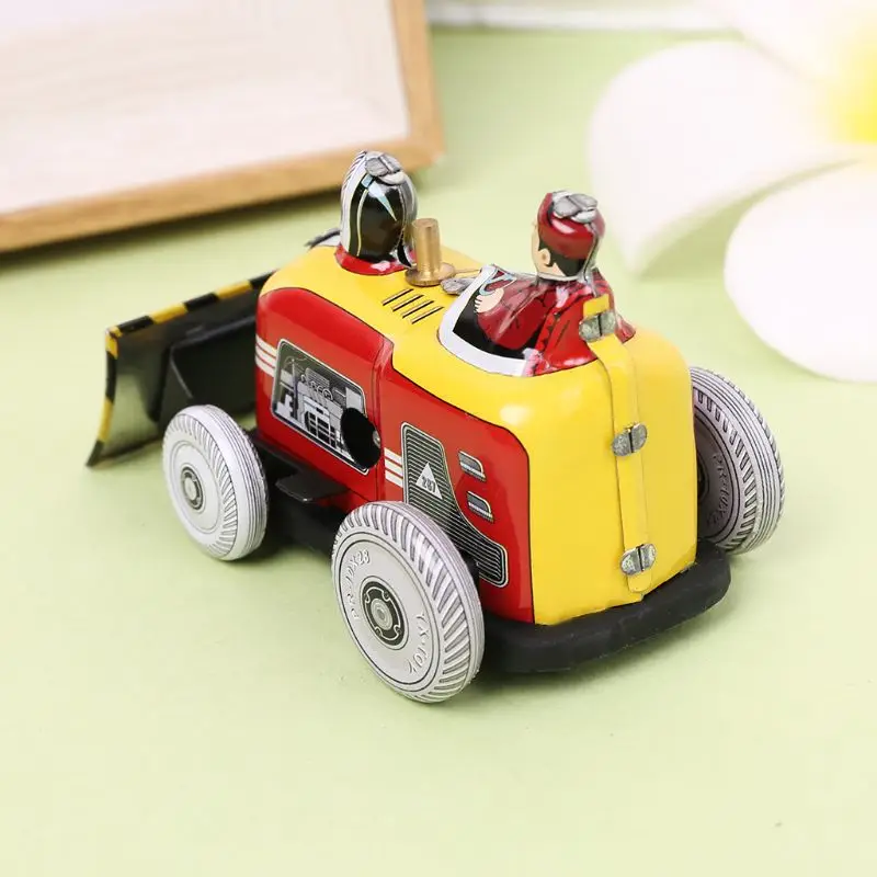 

50LE Metal Bulldozer Vintage Children Toys Memorial Collection Retro Toy Colorful Decoration Handmade Crafts Iron Kids