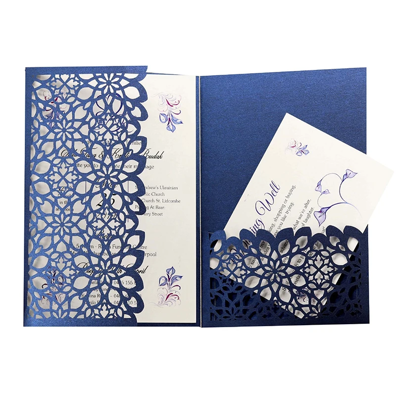 

1pcs Elegant Flora Laser Cut Wedding Invitation Card Hollow Greeting Card Customize Business With RSVP Card Decor Party Supplies