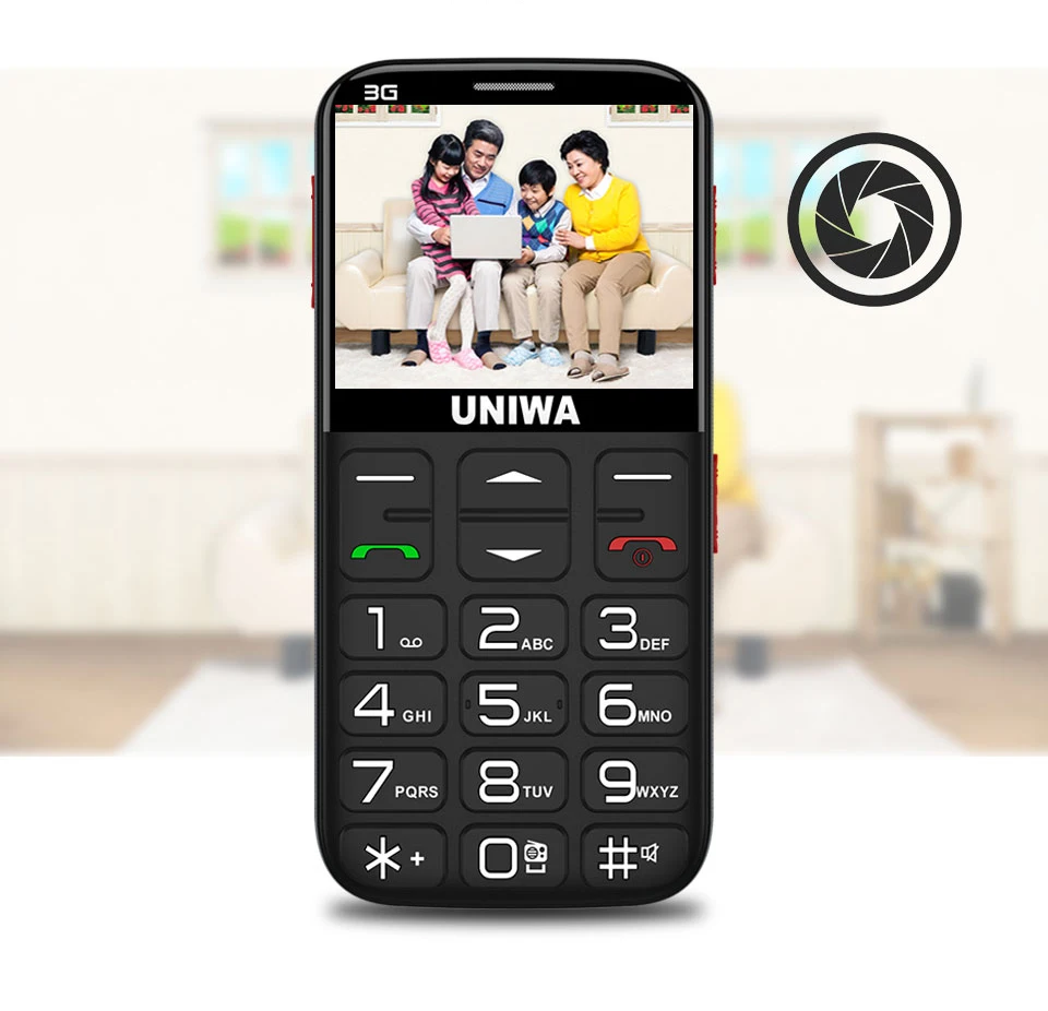 UNIWA V808G английская русская клавиатура 10 дней в режиме ожидания 3g WCDMA сильный фонарь Мобильный телефон большой SOS 3g мобильный телефон