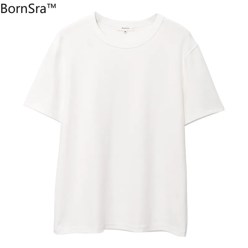 Мужская и женская рубашка Bornsra хлопковая свободного покроя универсальная для