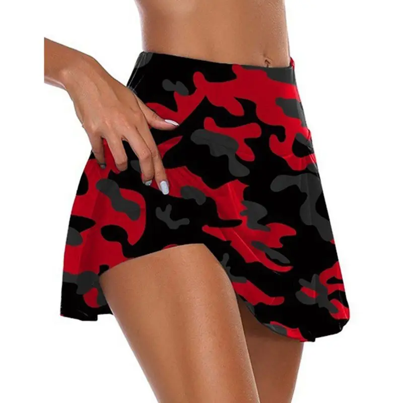 

CPDD Women High Waisted 2-In-1 Sport Skorts Colorful Camouflage Printed Quick Dry Pleated Golf Skirts Athletic Running Yoga Plus
