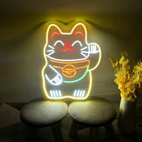 lucky cat custom neon sign anime personalized design wall decor home room led light bedroom store salon studio business signs