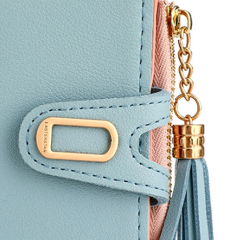

Women Purses Fashion Women's Short Solid Color Buckle Tassel Mini Female Card Bag Purse Women Purses