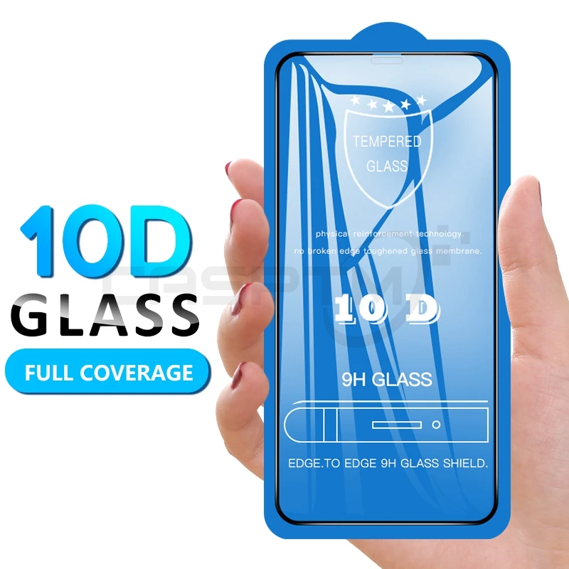 Закаленное стекло 10D для iPhone 11 Pro X XR XS Max 6S 6 7 8 Plus полное покрытие защитная