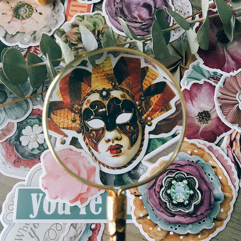 50 шт. маска с цветочным принтом в винтажном стиле мини-наклейки и наклейки для