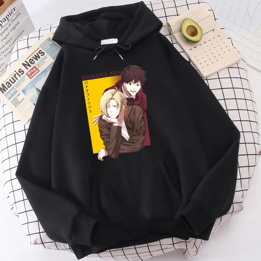 

Japan Anime Banana Fish Print Hoodies Mens Cartoons Hip Hop Streetwear Crewneck Fleece Sweatshirt Vintage Pullover Hoody Men's
