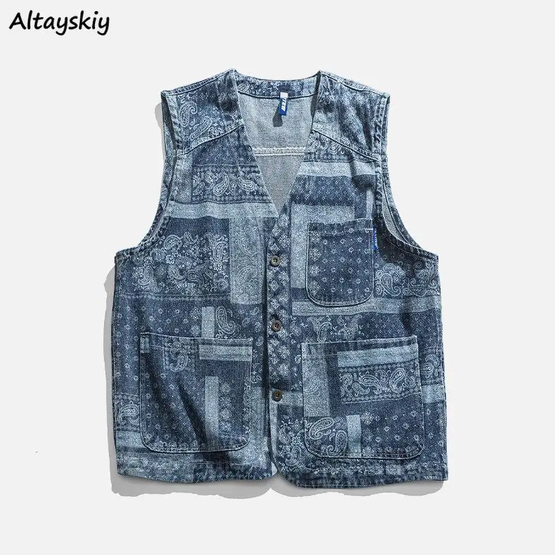 

Vests Women Denim Blue Popular Sleeveless Teens Design Female Clothes Outerwear Summer BF Vintage V-Neck Single Breasted Pockets