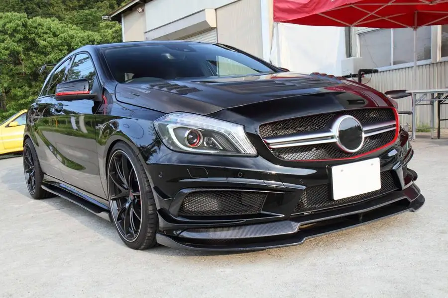 Двухуровневый передний бампер из углеродного волокна для Mercedes-Benz W176 A Class Sport A45 AMG