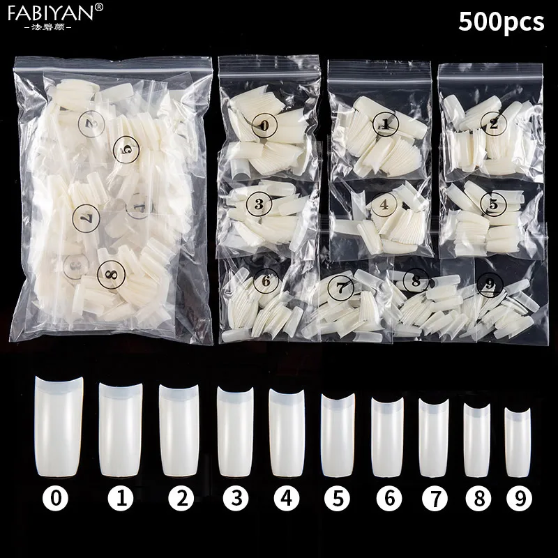 500 Pcs One Pack 100 шт коробка посылка естественные Советы Половина покрытия леди французские накладные акриловые ногти палец УФ-инструменты натуральный цвет - Цвет: 500 Pcs One Pack