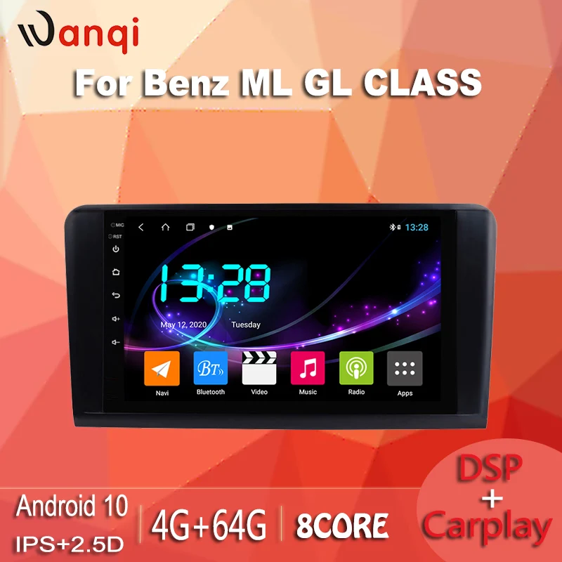 Автомагнитола wanqi9 для Mercedes Benz ML GL Class W164 ML300 ML430 GPS навигация Android10 ts9