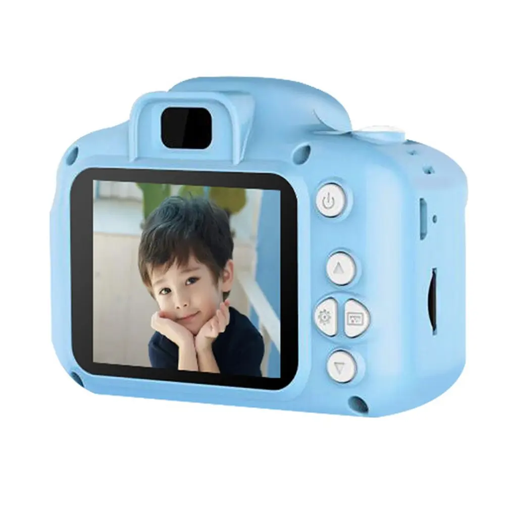 BLUE HD экран аккумуляторная цифровая мини камера дети мультфильм Милая камера игрушки наружная Фотография реквизит для ребенка подарок на день рождения - Цвет: BLUE
