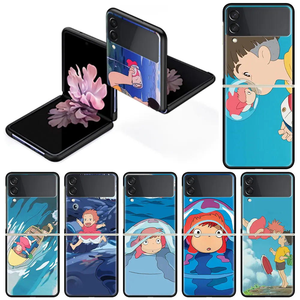 

Fashion Case for Samsung Z Flip 3 Fold Cover For Galaxy Galaxy Z Flip3 Hard Phone Capa for ZFlip 3 Ponyo On The Cliff