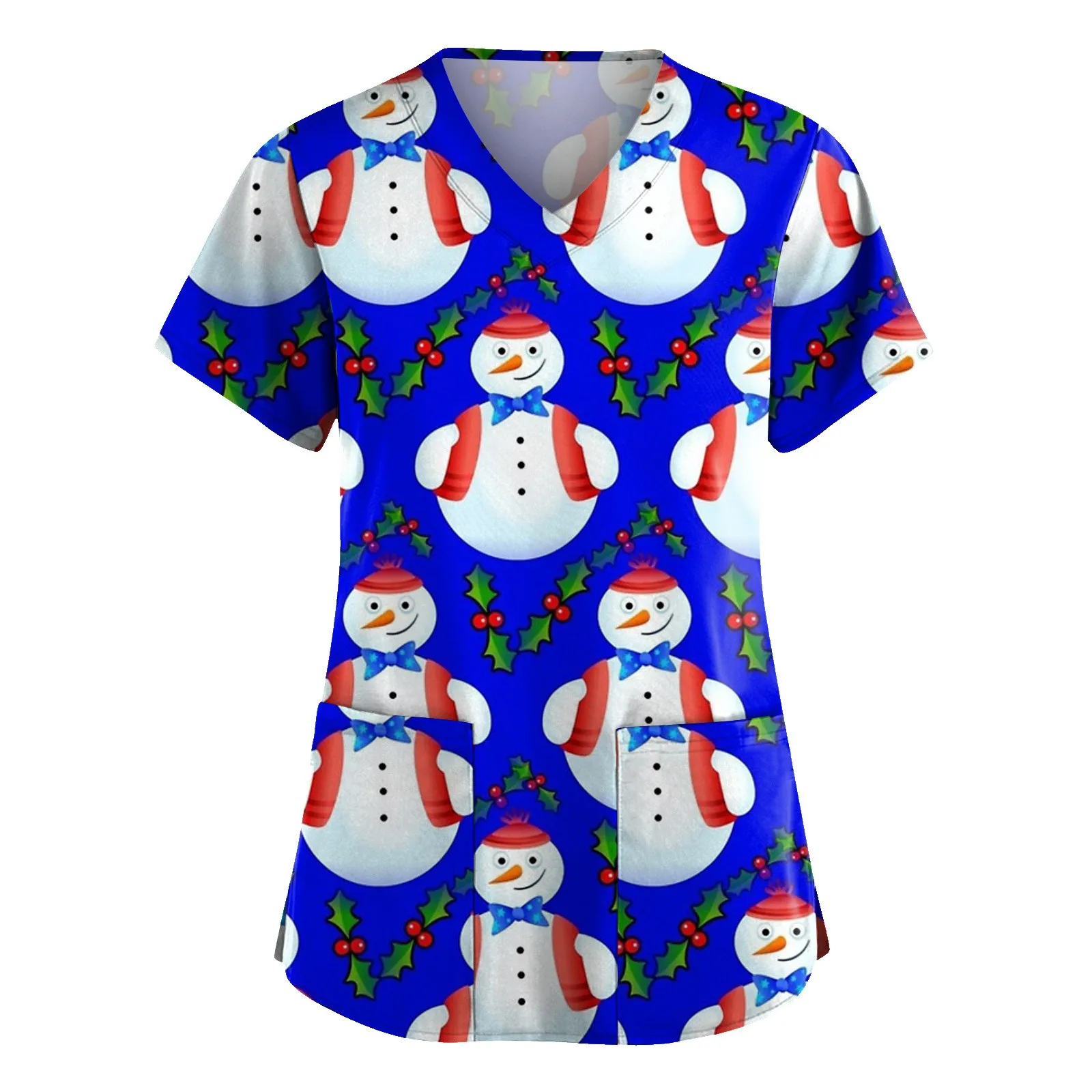 Christmas Cotton Cartoon Print Spa Uniform Beauty Salon Pet Shop Fashion Slim Fit Top Scrubs Clothes Women Lab Coat | Тематическая