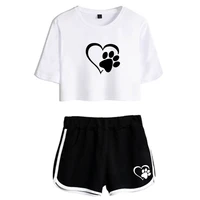 letter t shirts and short pants 2 piece set casual sportwear jogging shorts suit for woman clothes 2021 summer women