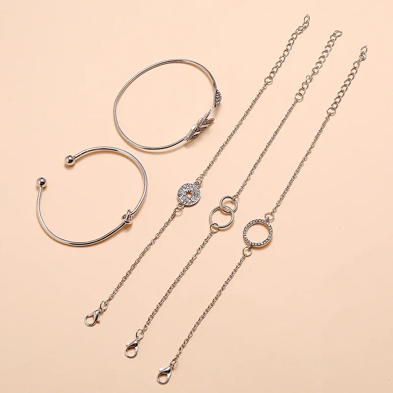 

5PCS/Set Fashion Bracelets Bangles for Women Minimalist Geometric Cuff Bracelet Set