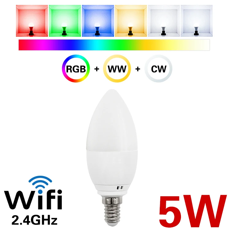 5W RGB WW CW YYXMB светодиодный светильник, умная лампа с Wi-Fi, поддержка Amazon ECHO/Google Home/IFTTT, дистанционное Голосовое управление, умный RGB+ WW+ CW Светодиодный светильник, лампа - Испускаемый цвет: 5W RGB WW CW