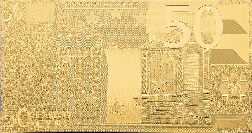 Подарок памятная монета евро 50 старинные банкноты 24k позолоченный