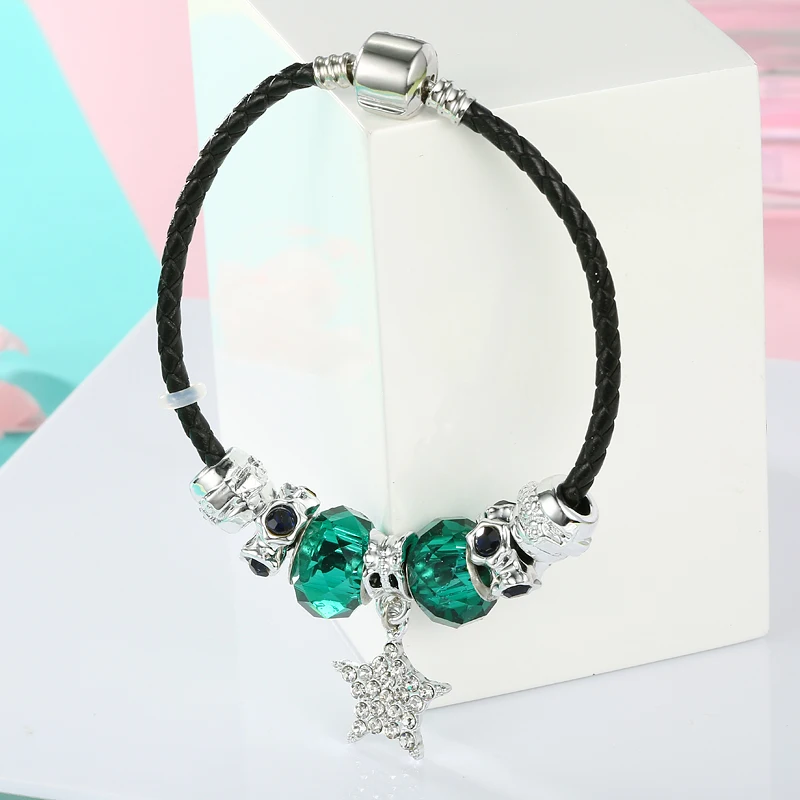 2019 новая очаровательная черно зеленая подвеска в виде звезды со стразами черный